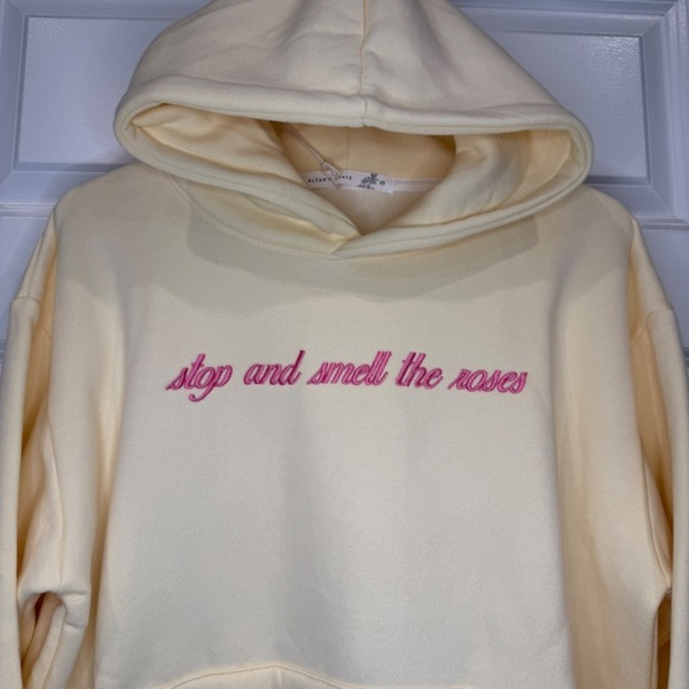 Altar'd State Piece of Cake Embroidered Hoodie Yellow Size XS - Picture 10 of 12
